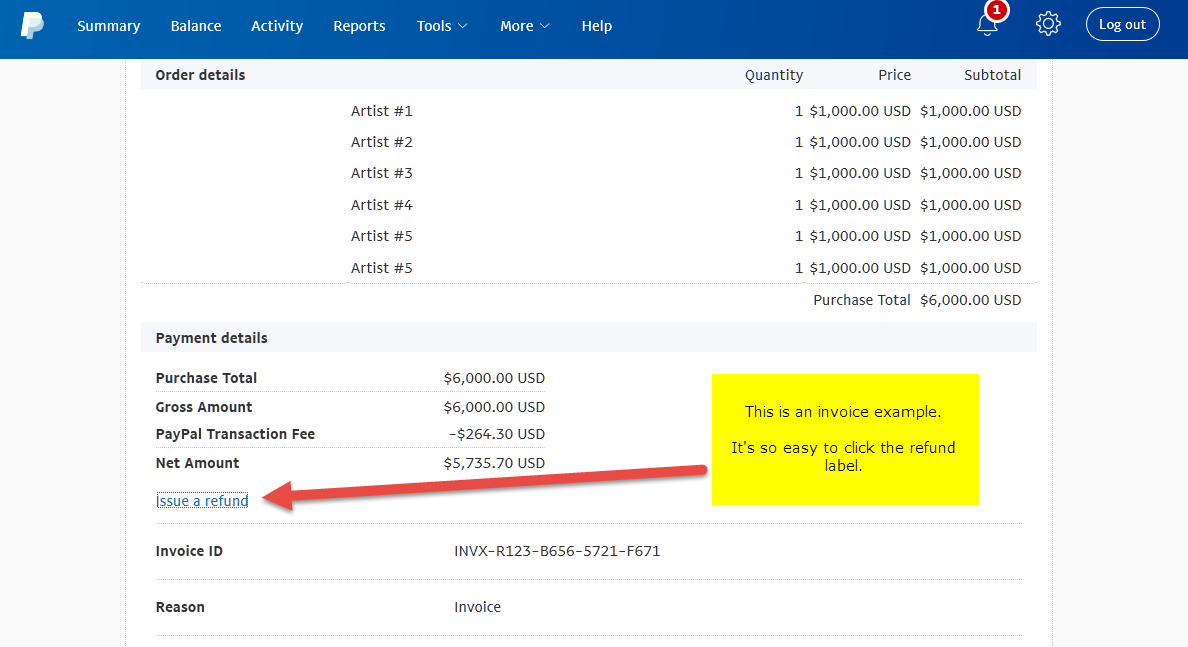 Simple to issue a refund